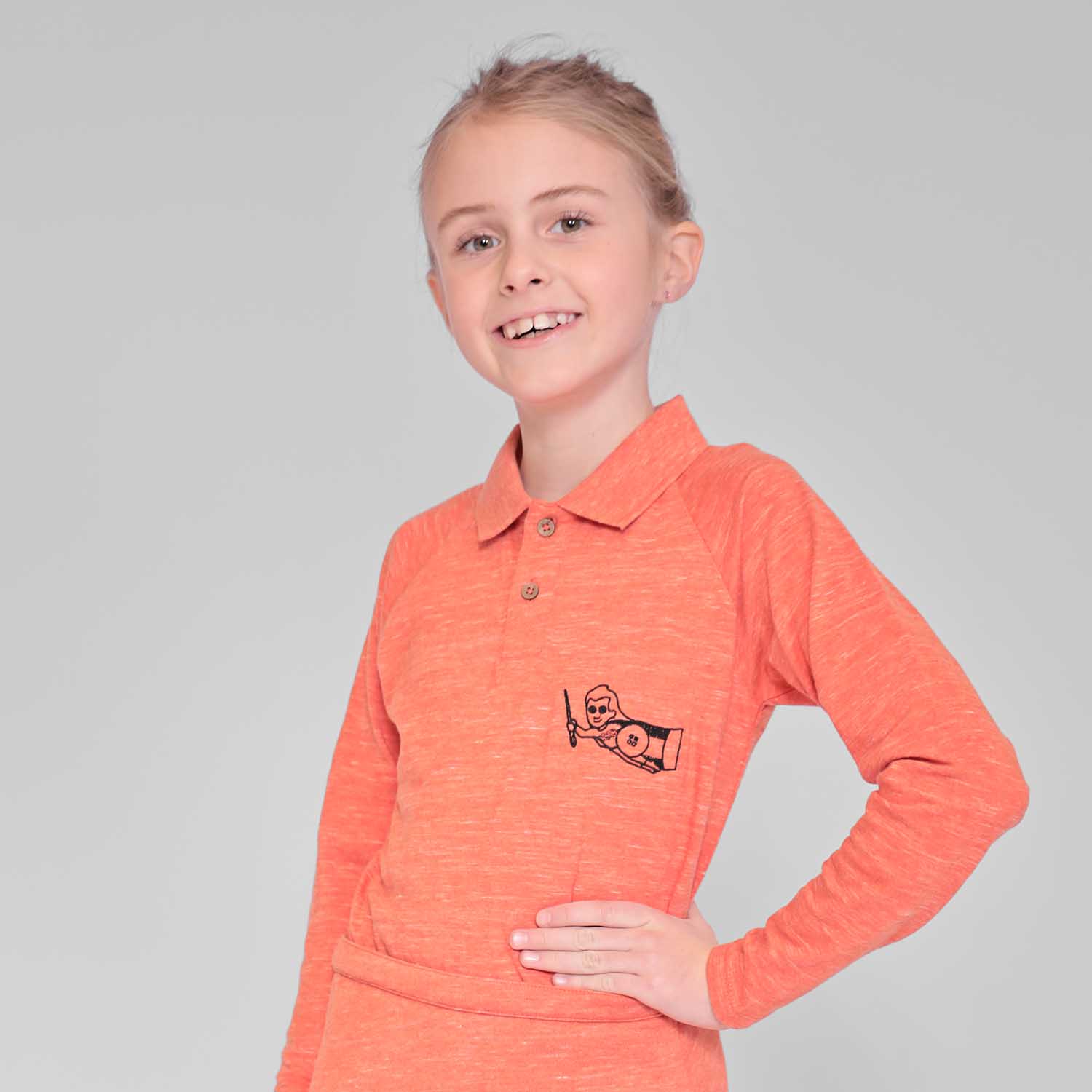 Boys and Girls Orange Polo Shirt – view 2 – Infantium Victoria