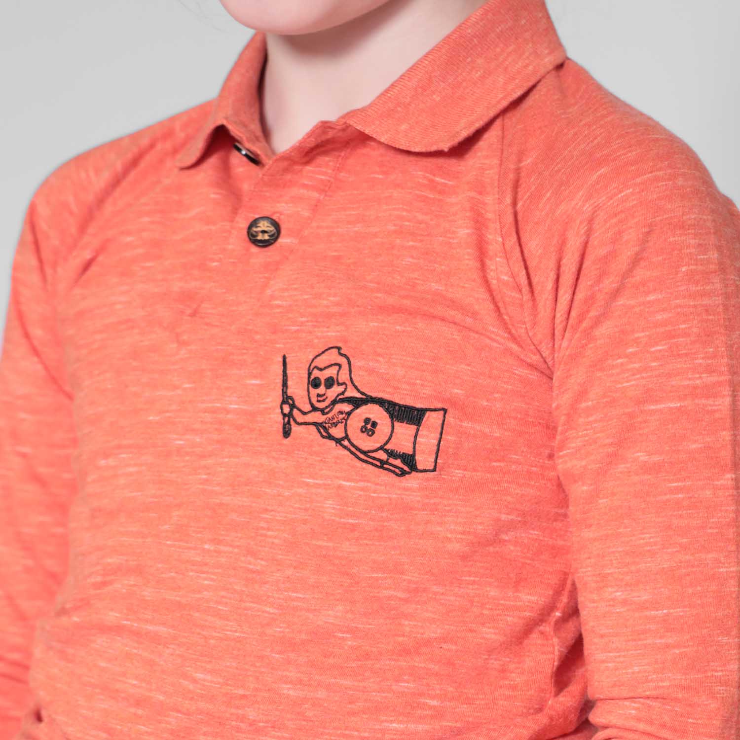 Boys and Girls Orange Polo Shirt – view 3 – Infantium Victoria