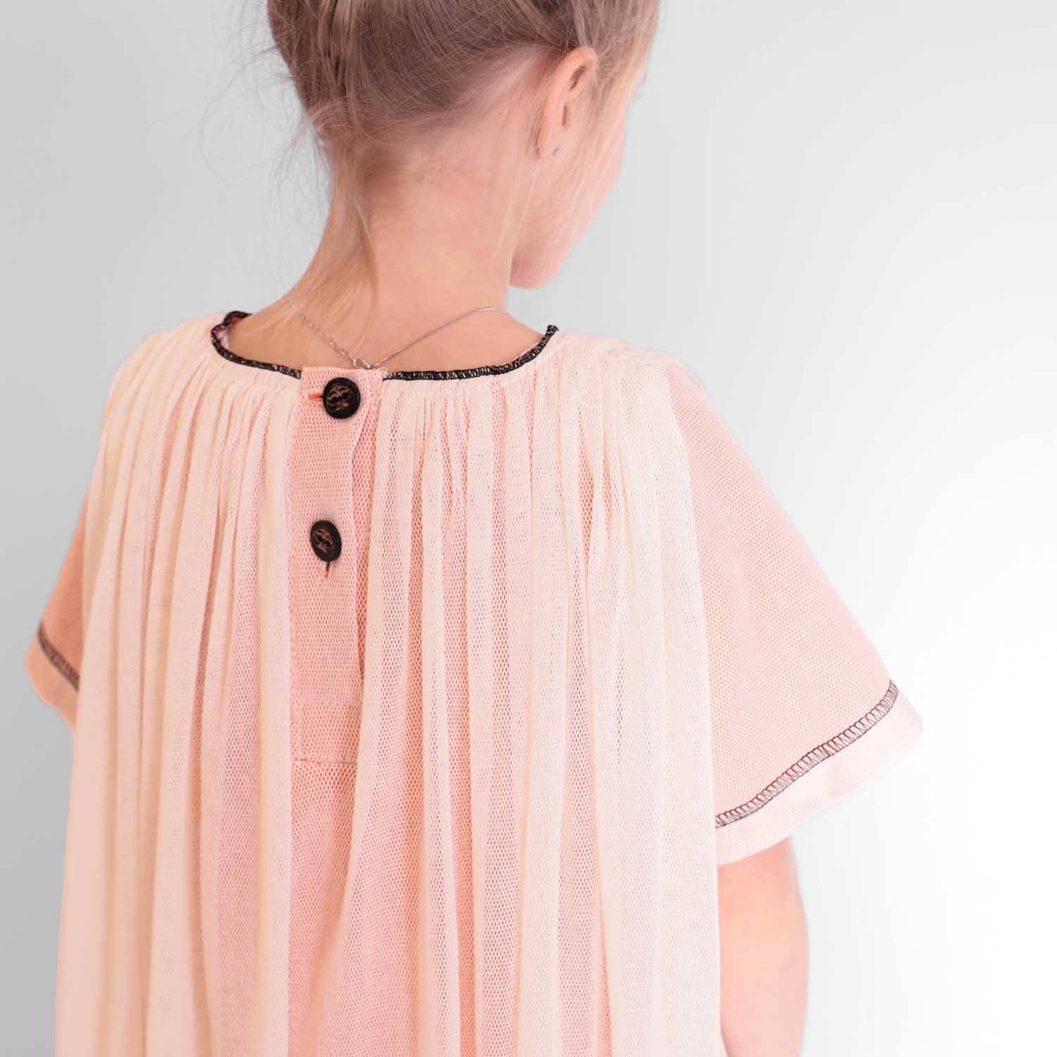 Girls Tulle Dress in Off White – view 3 – Infantium Victoria