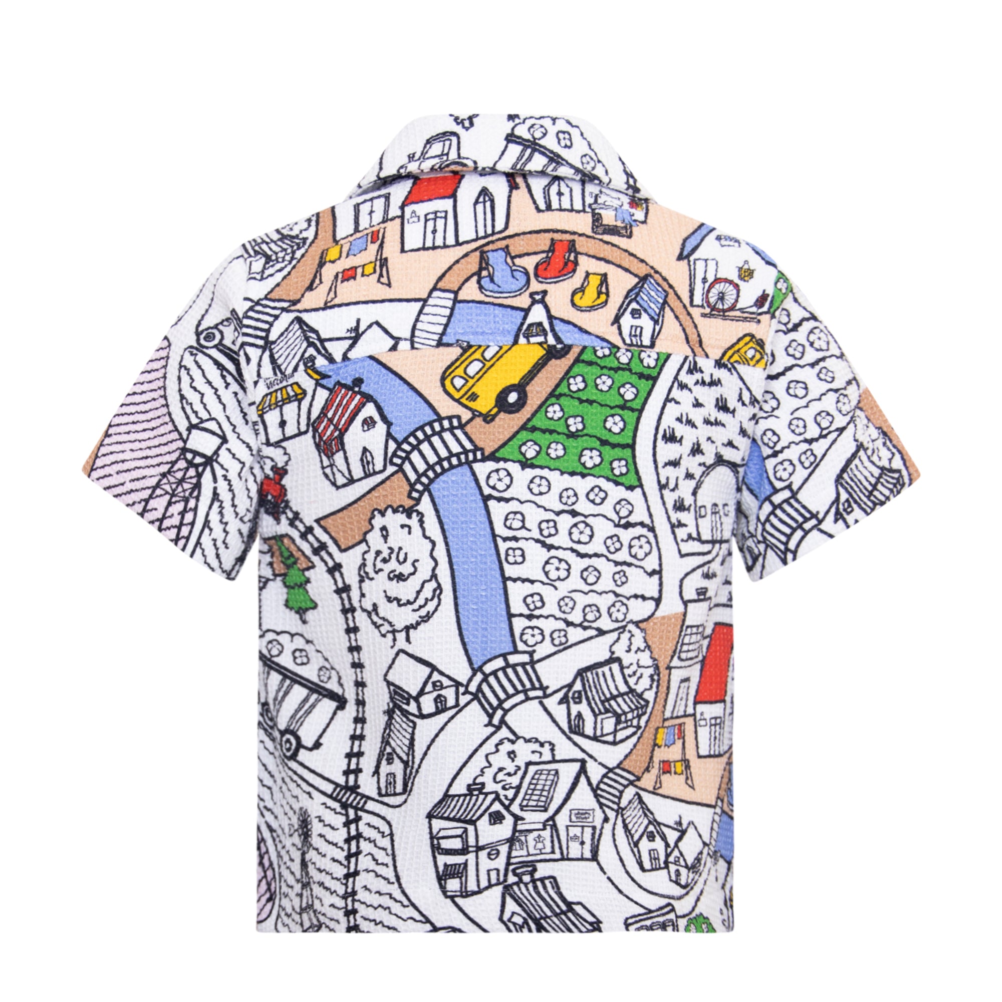 Village Print Boys and Girls Button Up Shirt – view 6 – Infantium Victoria