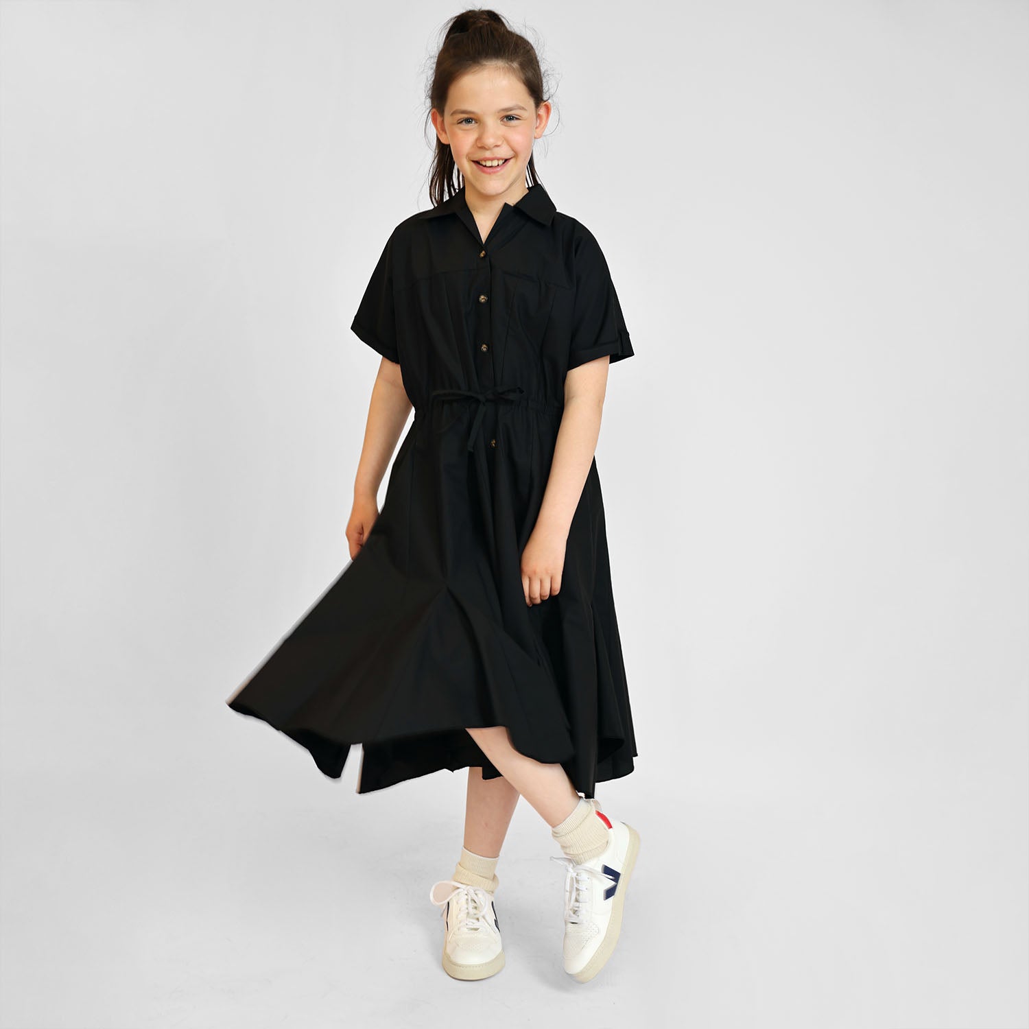 Zero Waste Black Shirt Dress – view 2 – Infantium Victoria