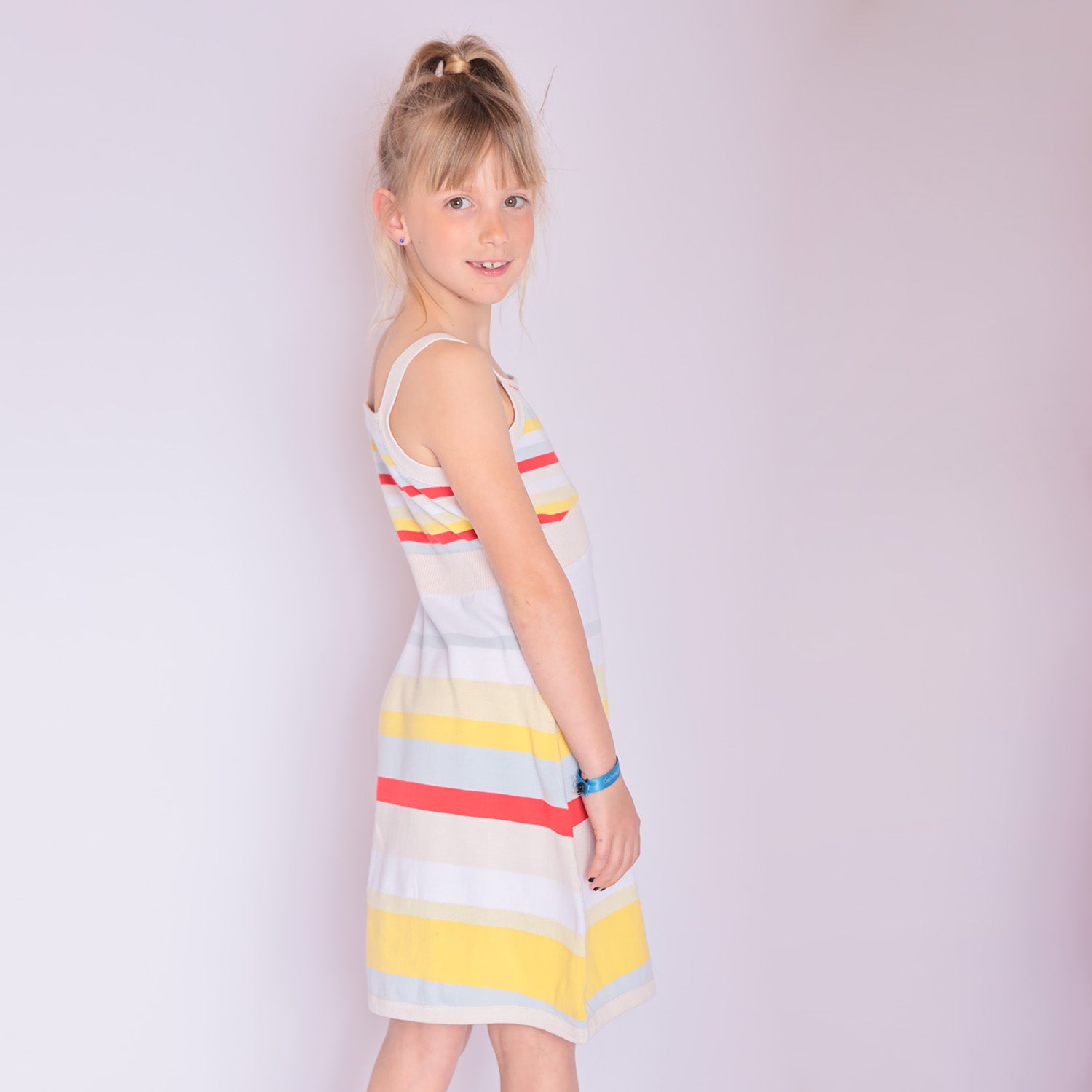 Girls Beach Dress with Bright Stripes – view 3 – Infantium Victoria