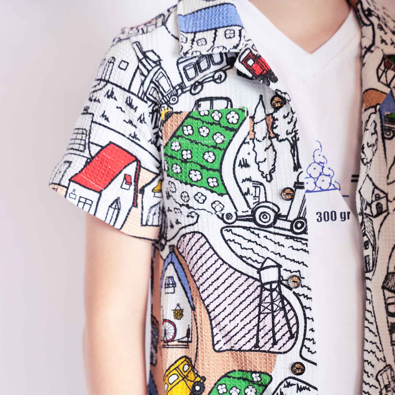 Village Print Boys and Girls Button Up Shirt – view 5 – Infantium Victoria