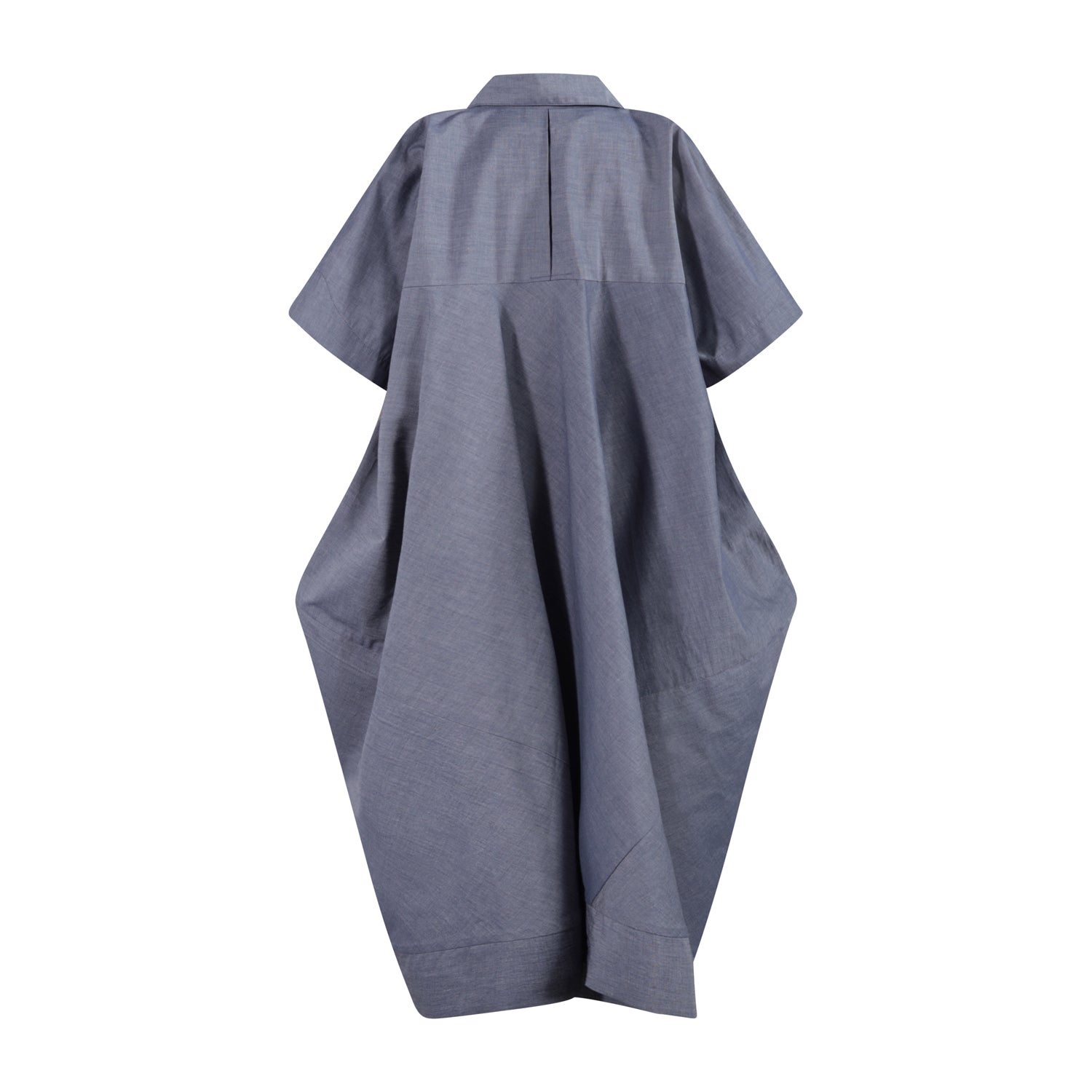 The Square Shirt-Dress — Navy Chambray – view 2 – Infantium Victoria