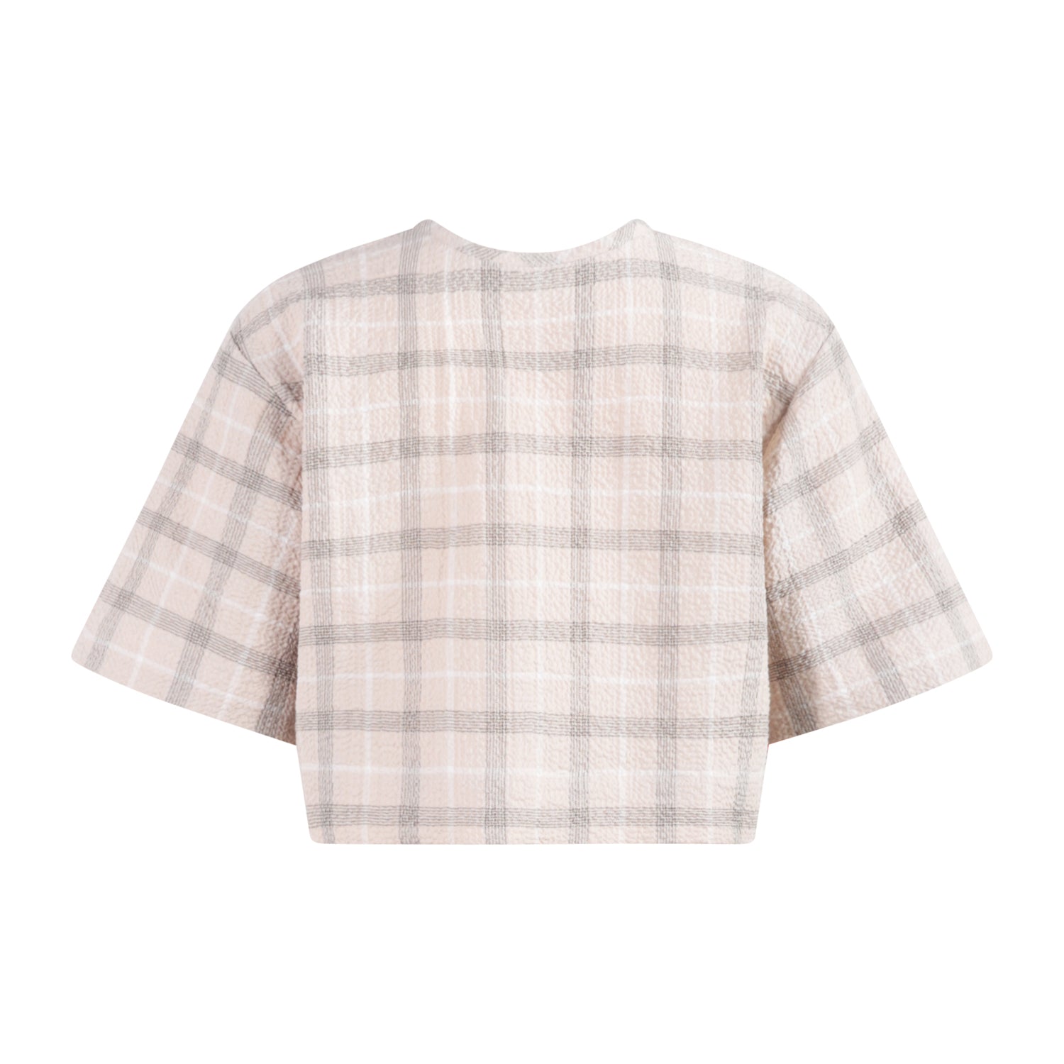 The Crop Top — Beige Seersucker – view 2 – Infantium Victoria