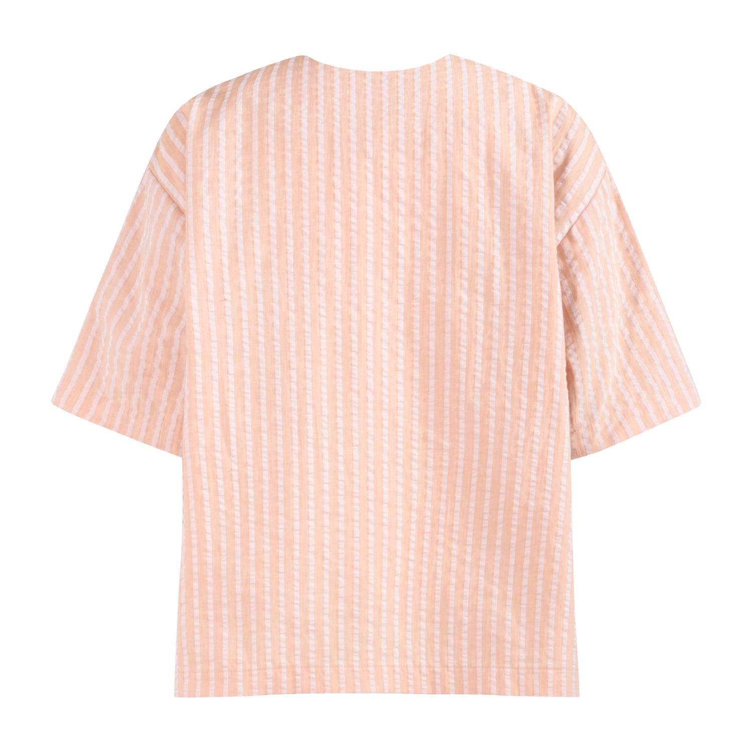 The Woven T-Shirt — Orange Hazelnut Seersucker – view 2 – Infantium Victoria