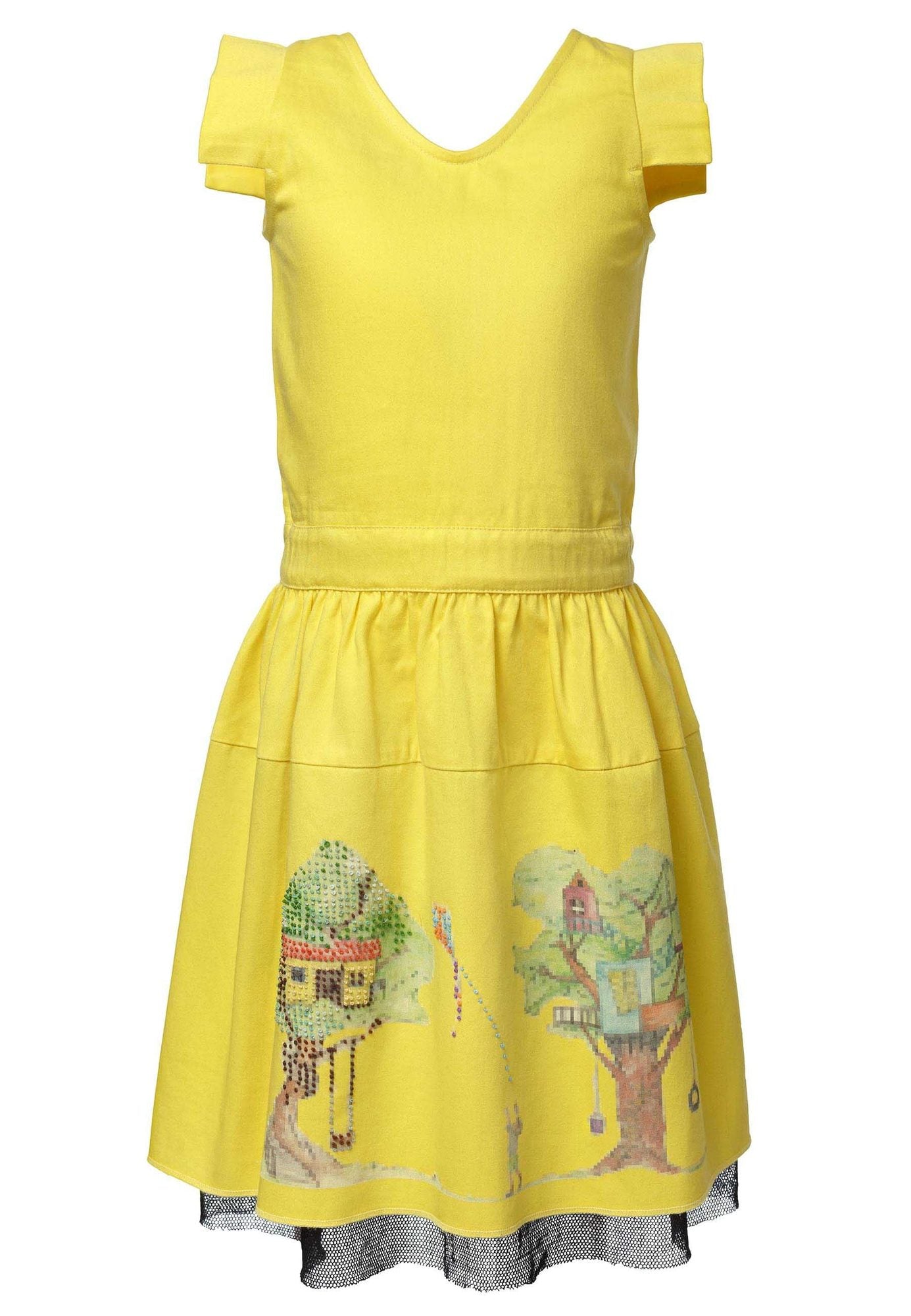 Yellow Embroidered Dress for Girls – view 5 – Infantium Victoria