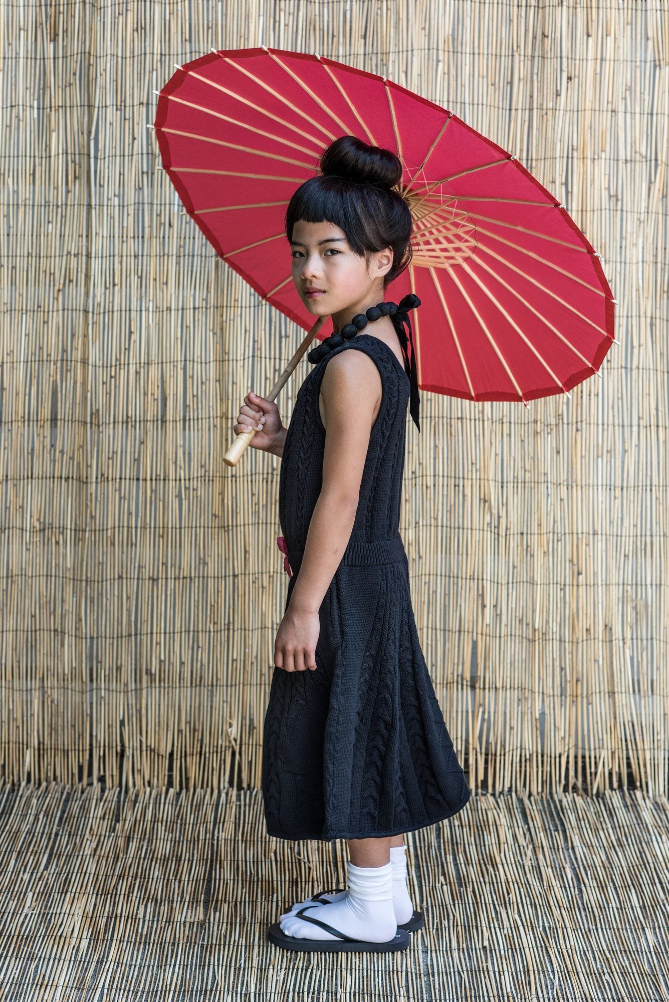 Black Cable Knit Dress for Girls – view 4 – Infantium Victoria