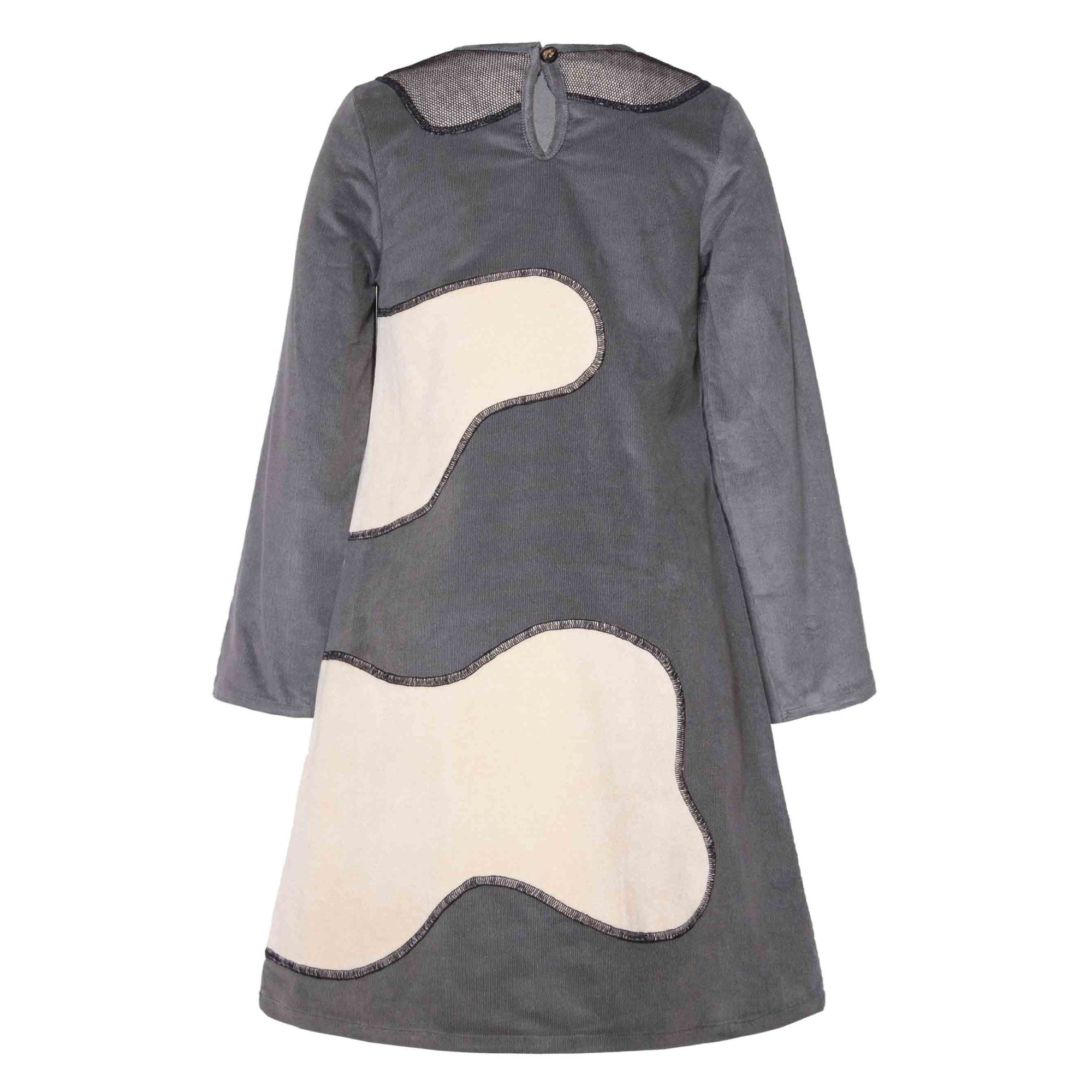 Kids Grey Velvet A-line Dress – view 4 – Infantium Victoria