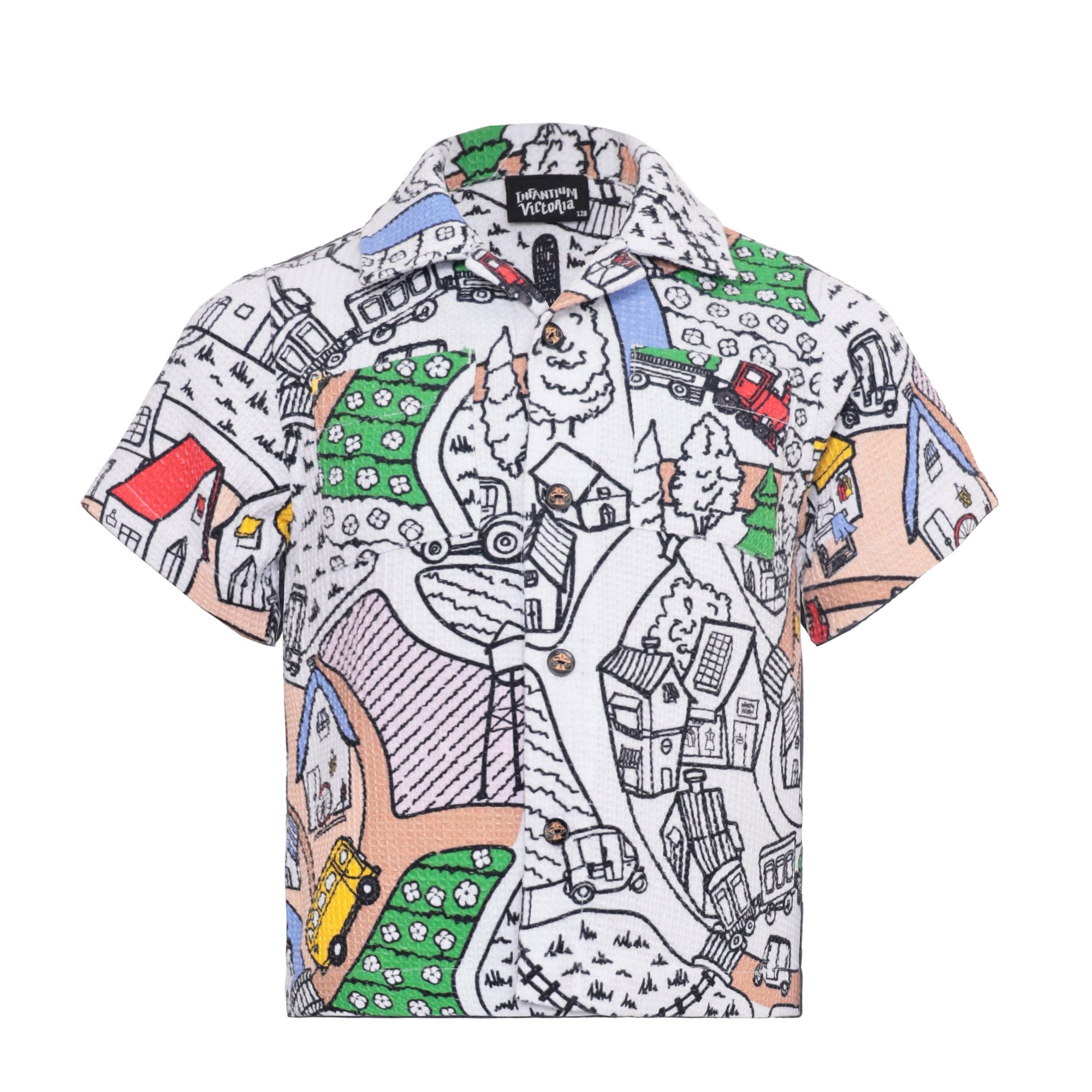 Village Print Boys and Girls Button Up Shirt – Infantium Victoria