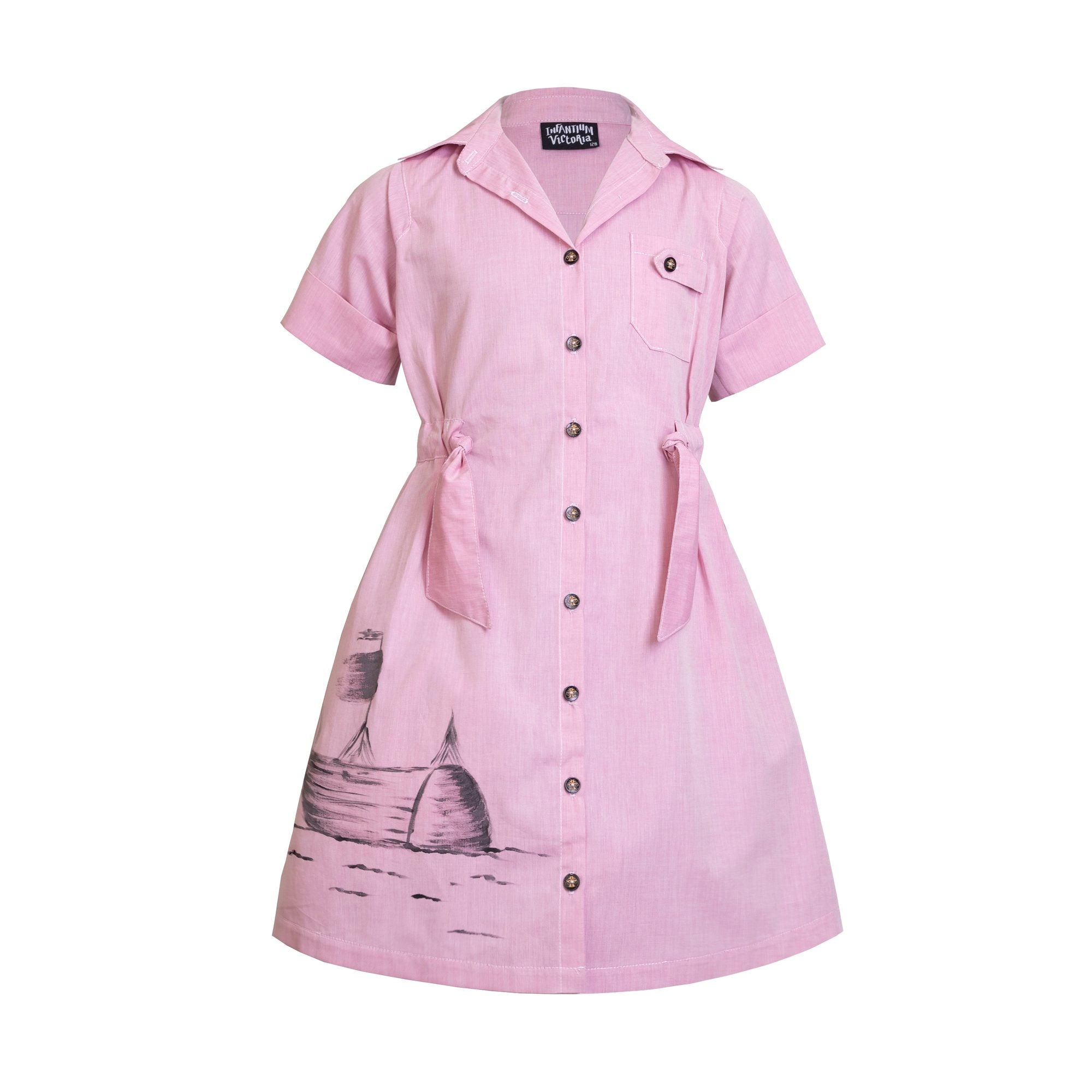 Hand-Painted Pink Safari Dress for Girls Limited Edition, GOTS – Infantium Victoria