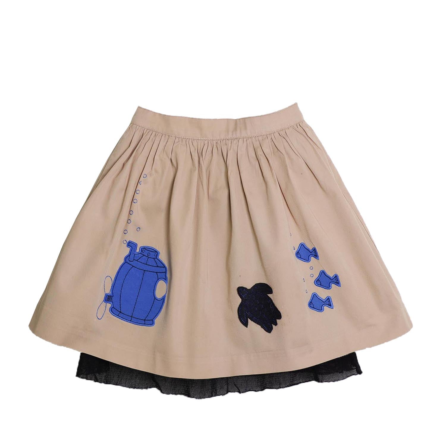 MAGIC MENDING PRELOVED Beige Cotton Skirt with Submarine, 8 years – Infantium Victoria