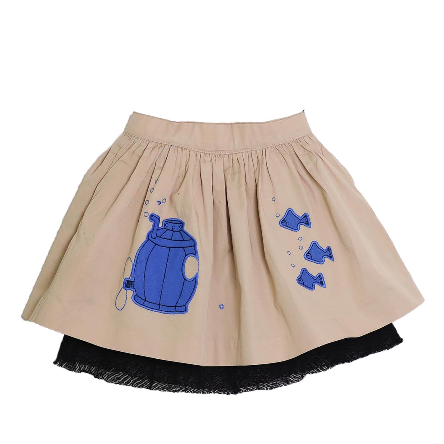 MAGIC MENDING PRELOVED Beige Cotton Skirt with Submarine, 4 years – Infantium Victoria