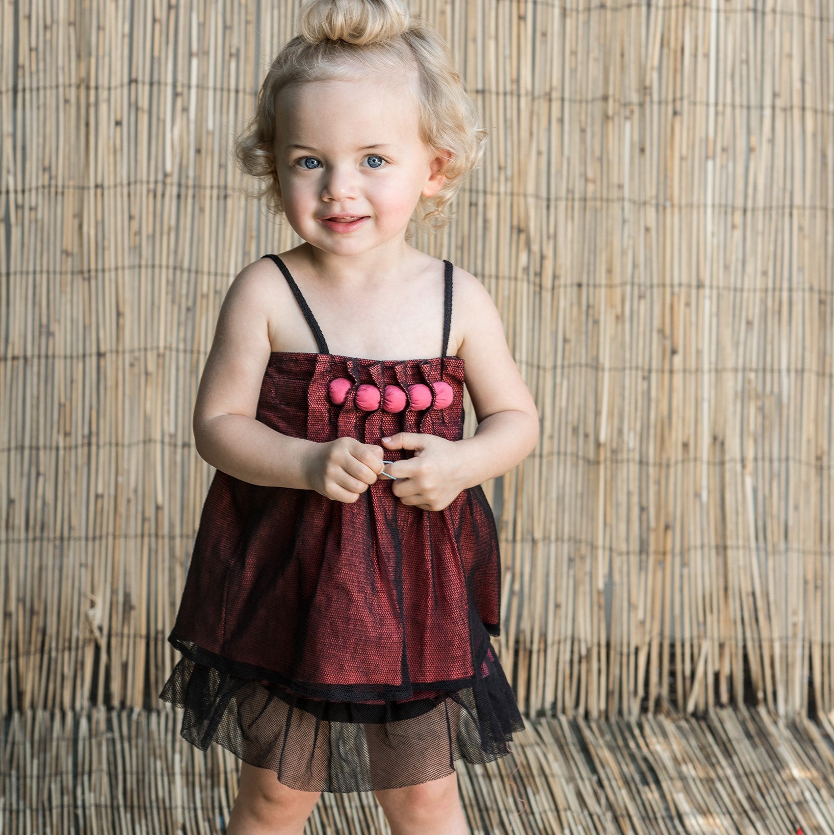 Baby Girl Bloomers in Black and Red – view 3 – Infantium Victoria