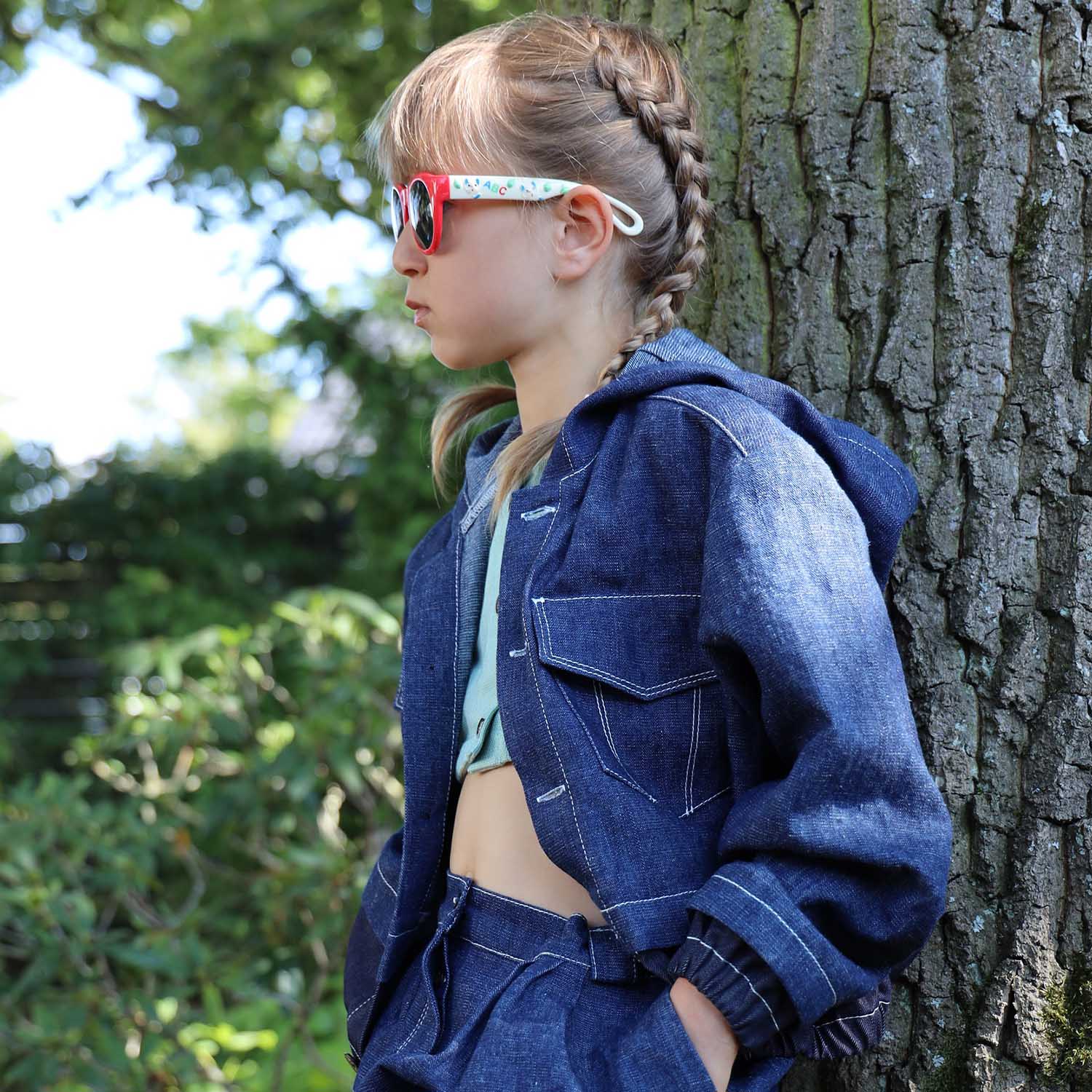 Boys and Girls Denim Jacket with Hood – view 2 – Infantium Victoria
