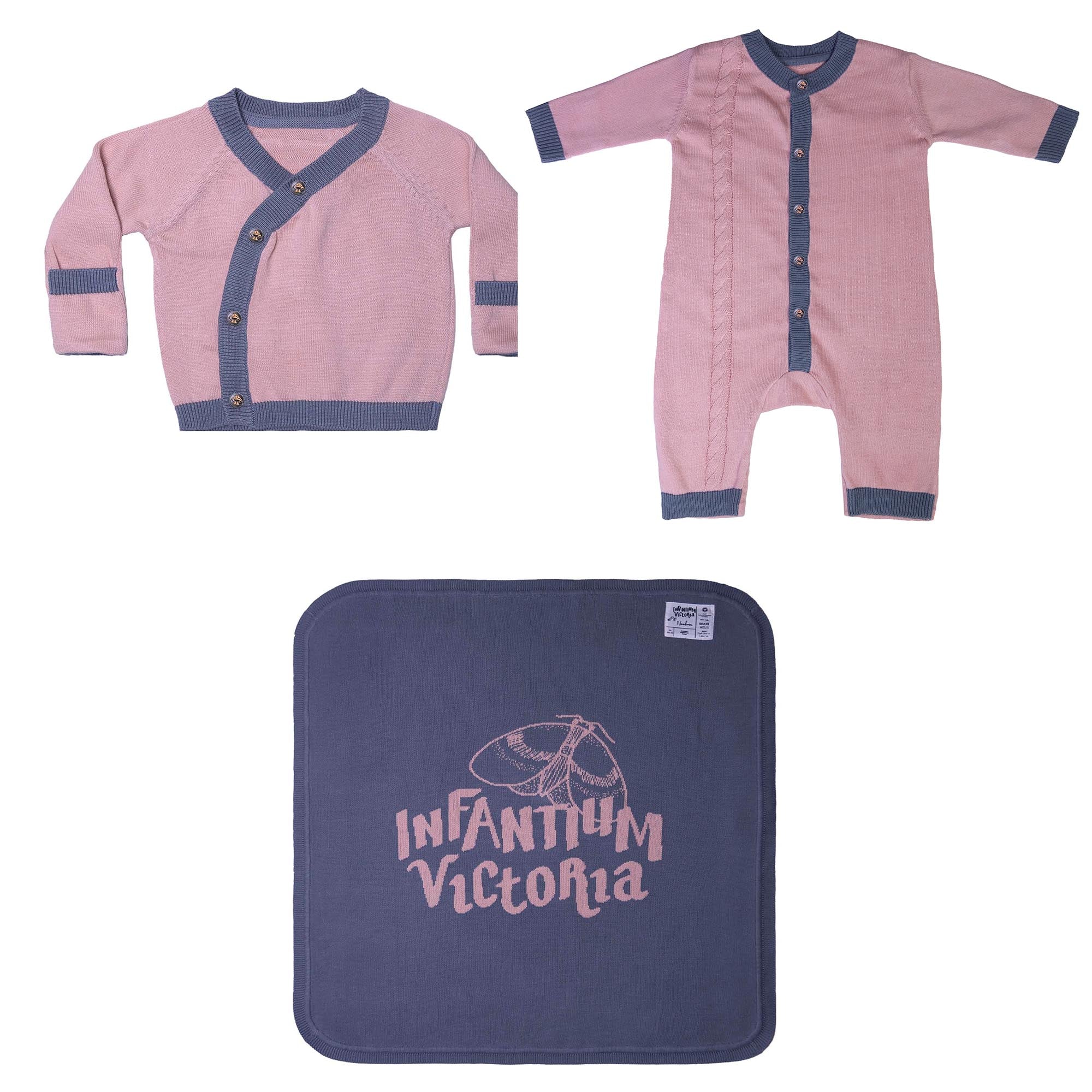 Organic Cotton Knitted Newborn Baby 3-pieces Set – view 8 – Infantium Victoria