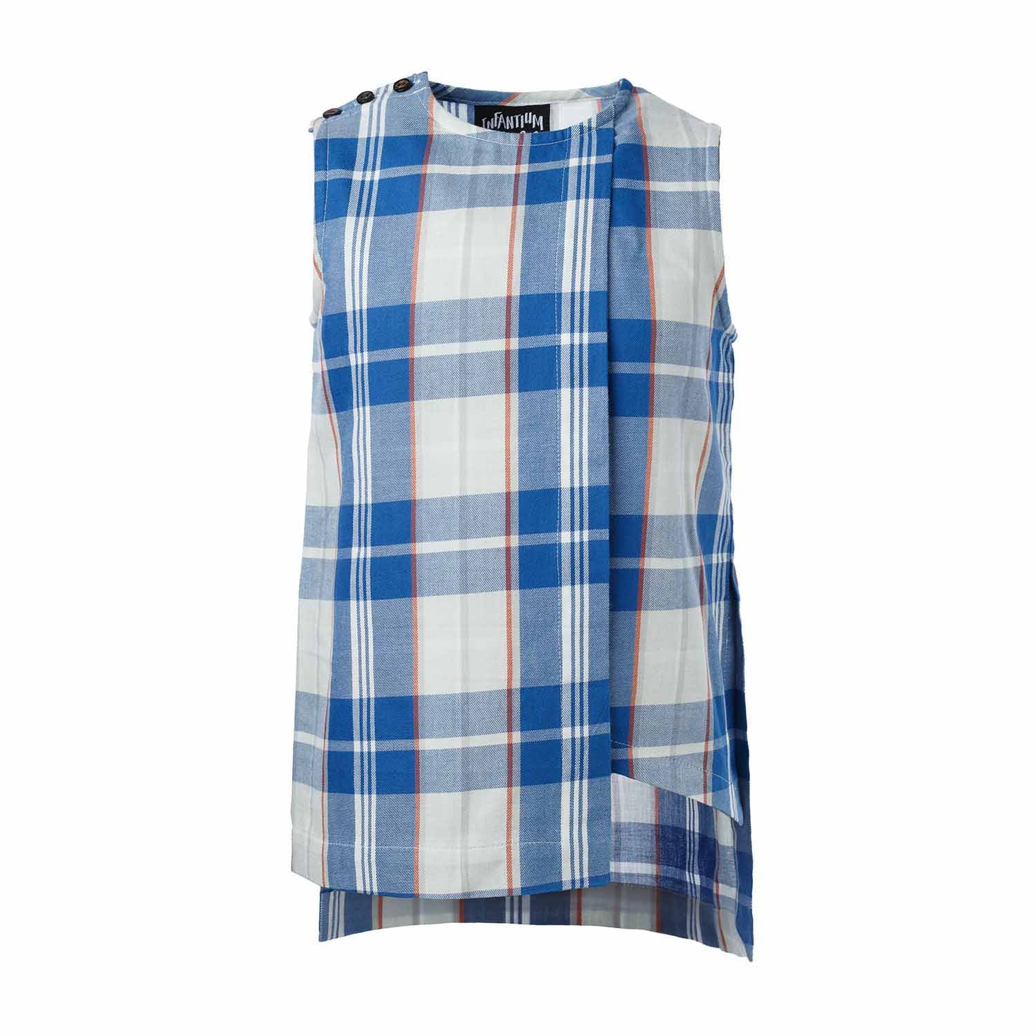 Blue and White Tartan Top For Boys and Girls – Infantium Victoria