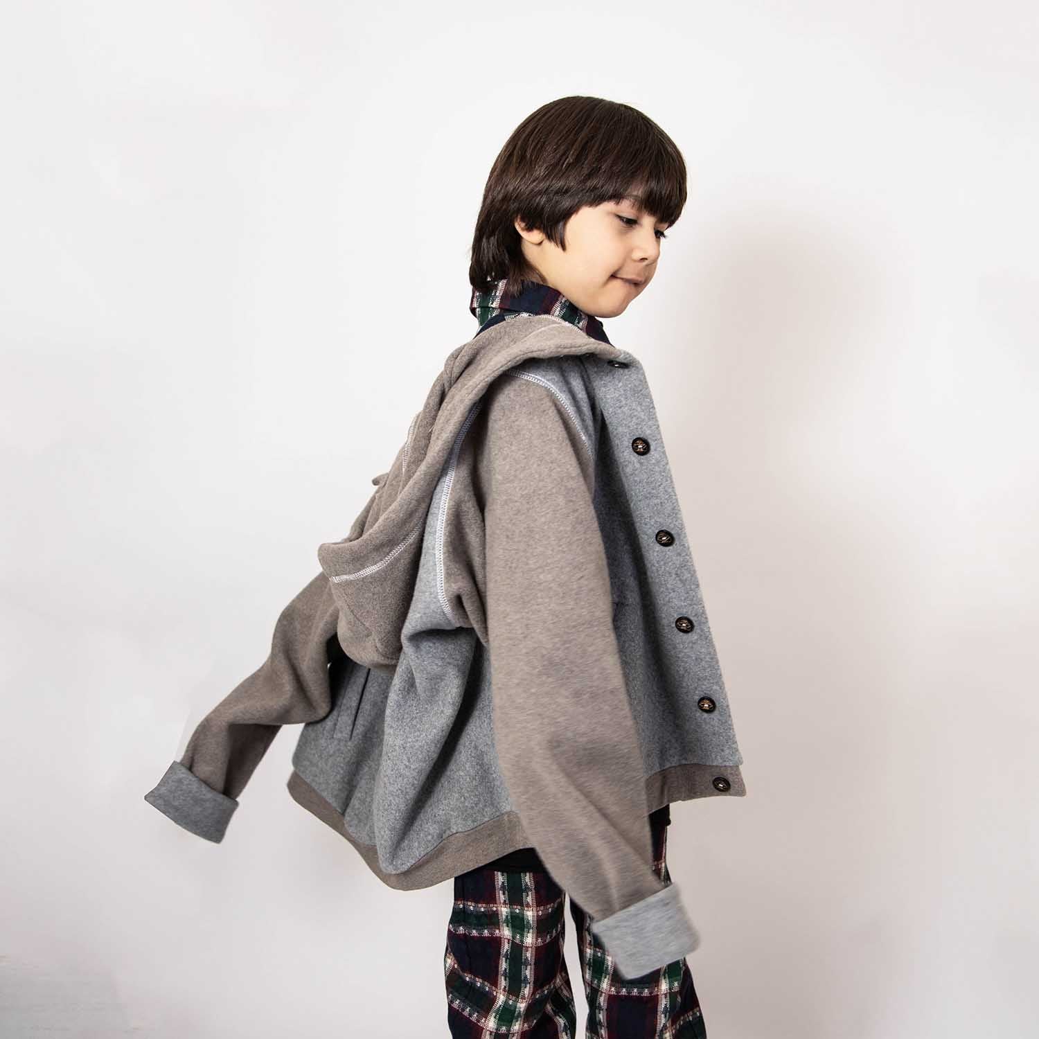 Grey Fleece Hoodie – view 2 – Infantium Victoria