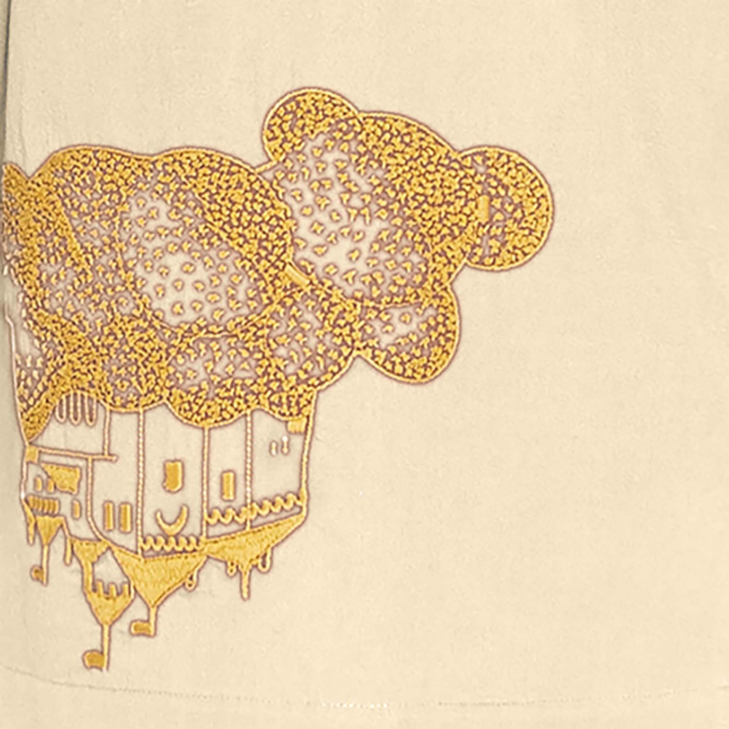 Beige Kids Tunic with Golden Castle Embroidery – view 3 – Infantium Victoria