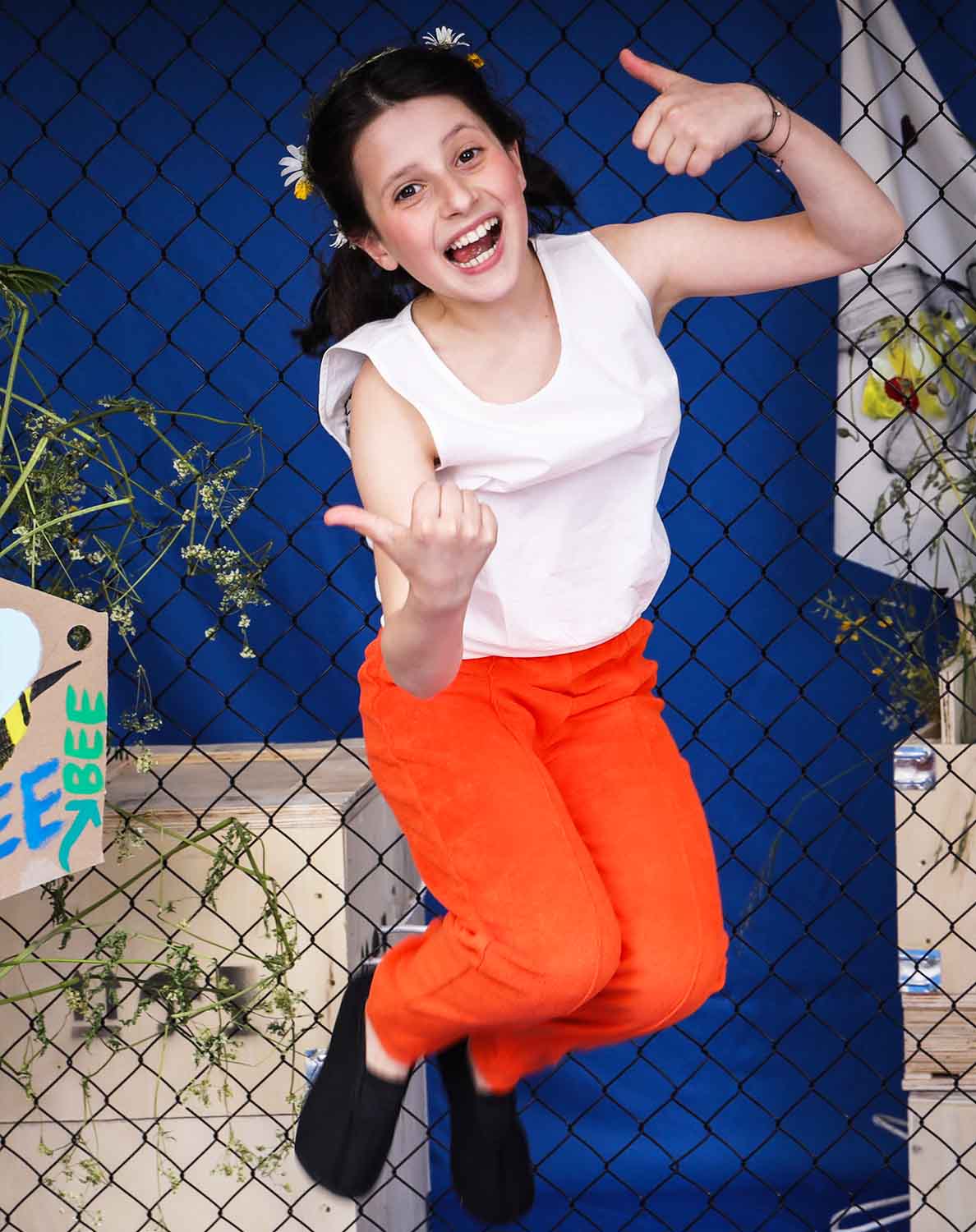 Orange Terry Loungepants for Kids – view 3 – Infantium Victoria
