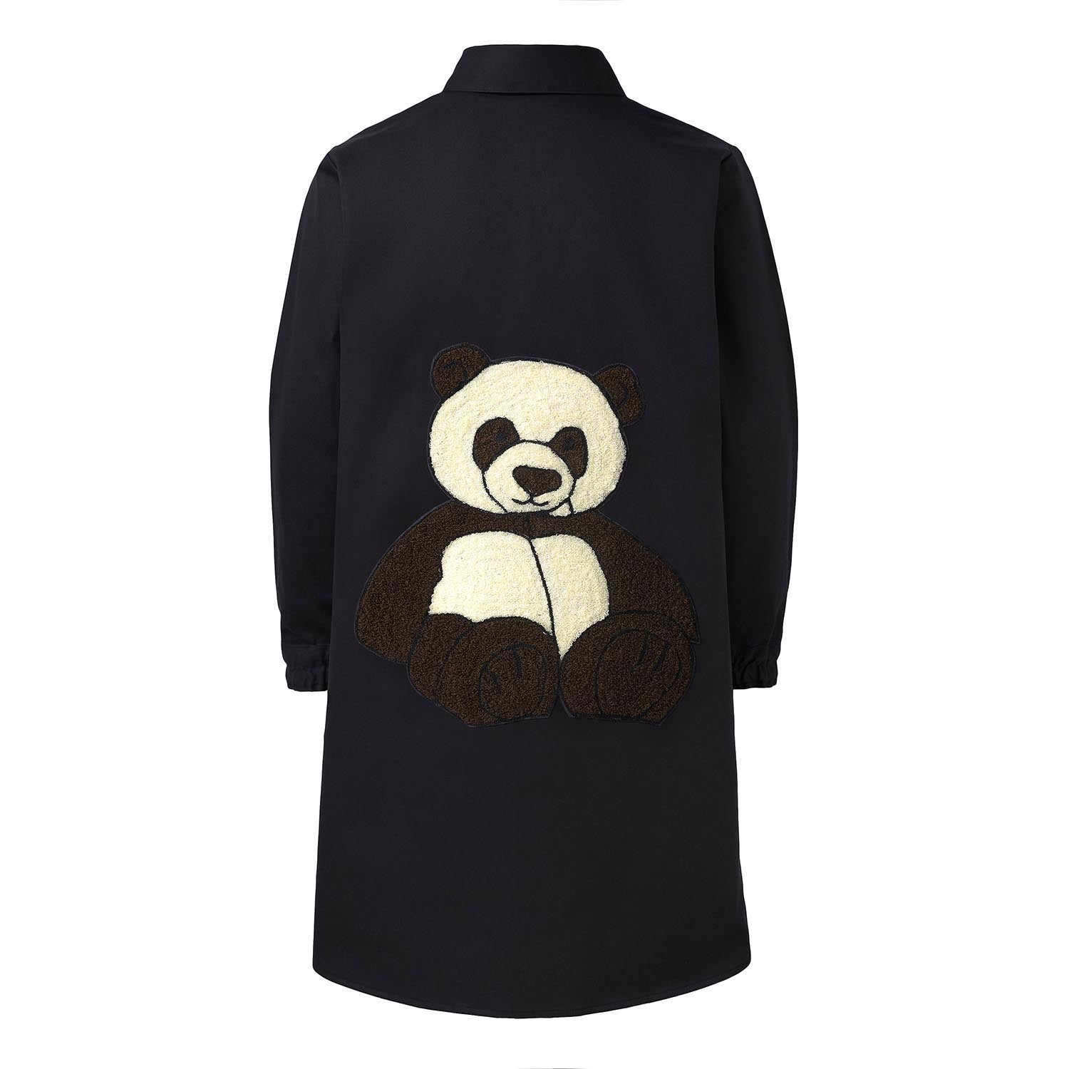 Girls Black Shirt Dress with Panda Embroidery – Infantium Victoria