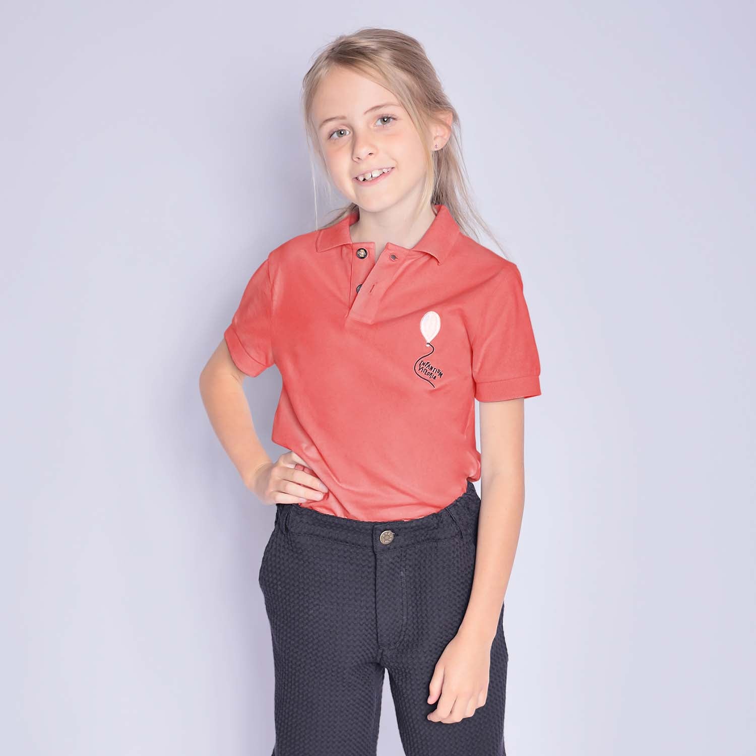 Red Polo Shirt For Kids – view 2 – Infantium Victoria