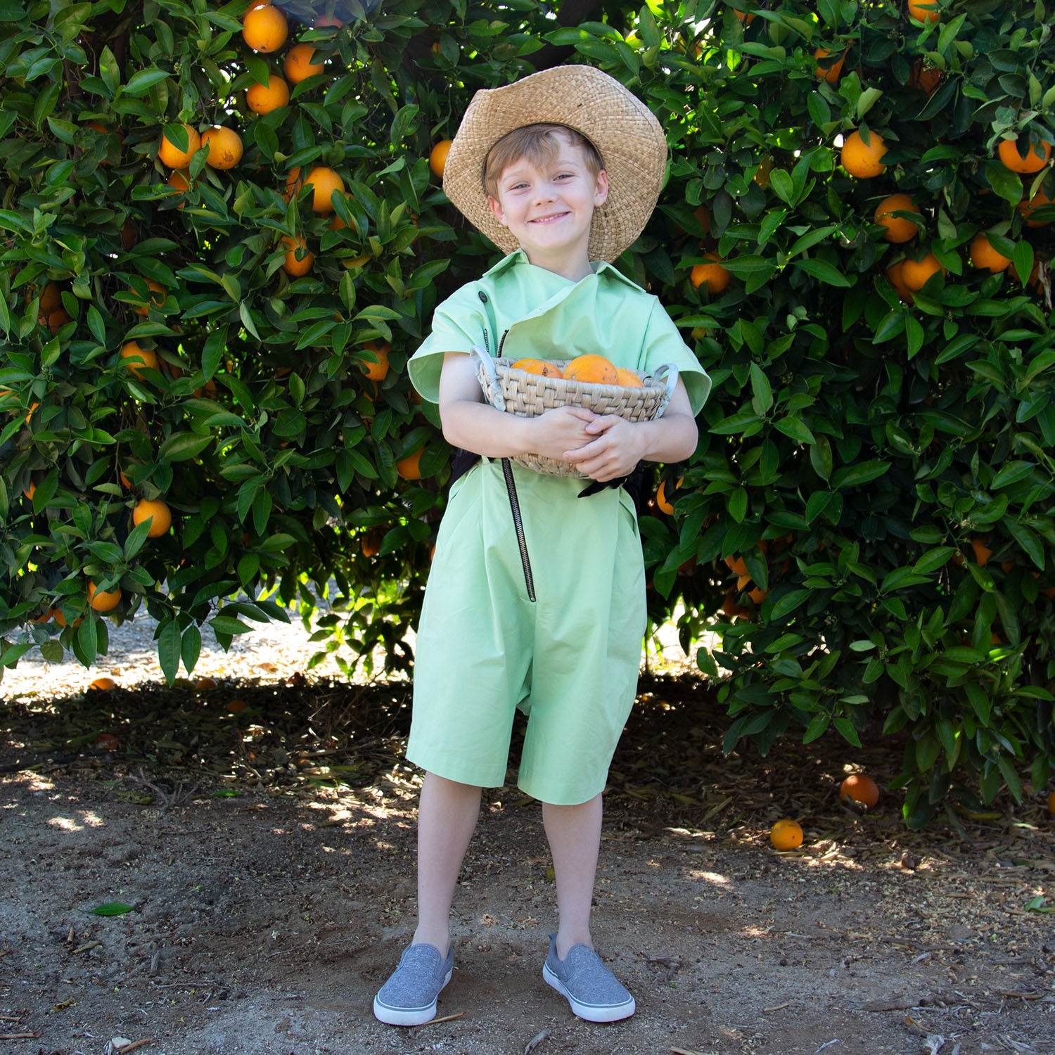 Boys and Girls Green Cotton Jumpsuit – view 3 – Infantium Victoria