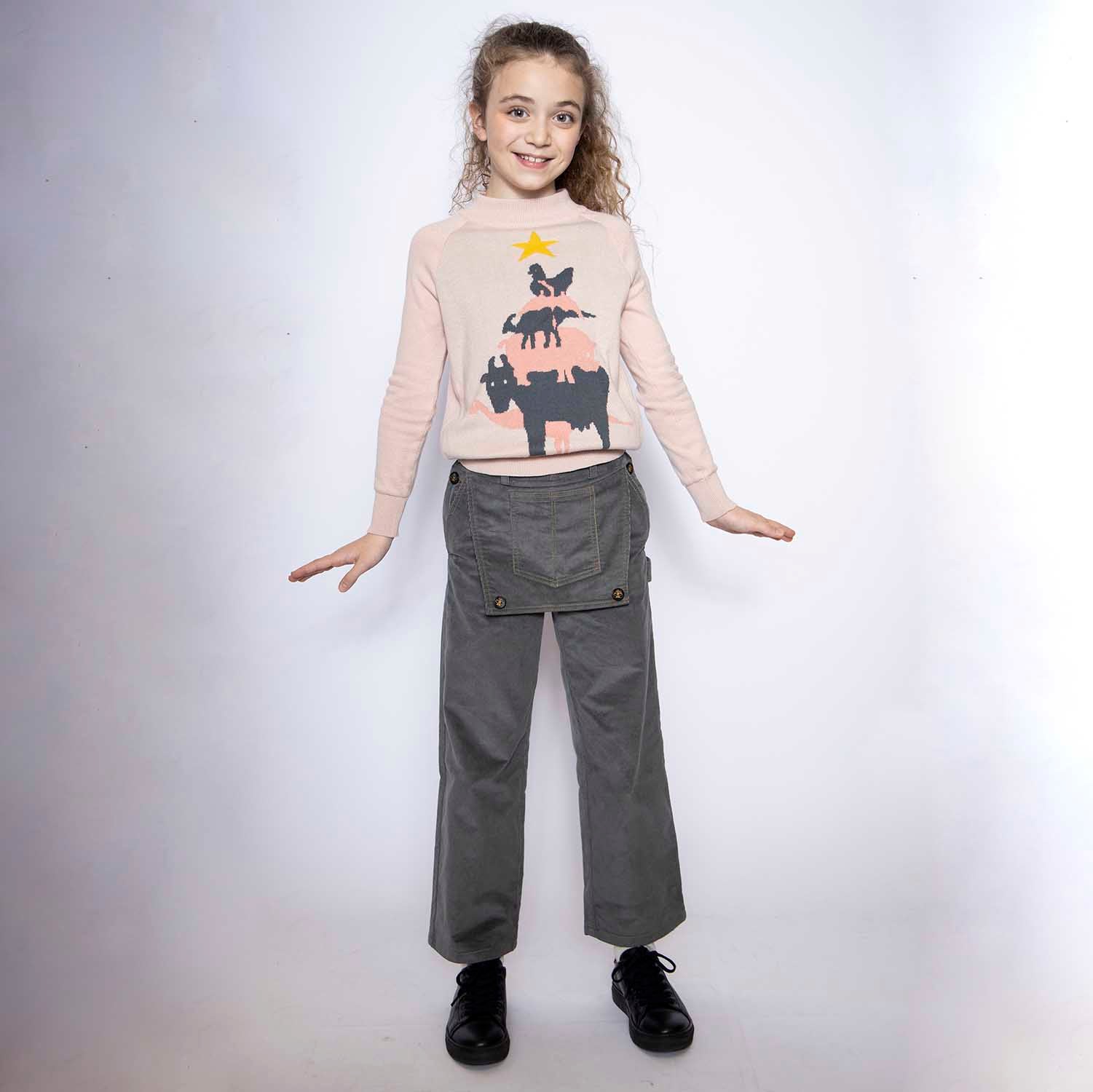 Kids Grey Velvet Pants – view 2 – Infantium Victoria