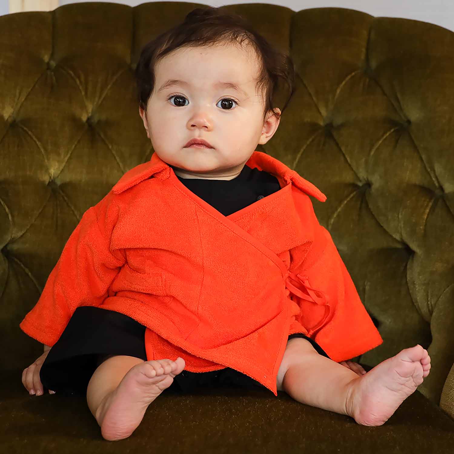 Orange Teddy Kimono Baby Jacket – view 3 – Infantium Victoria
