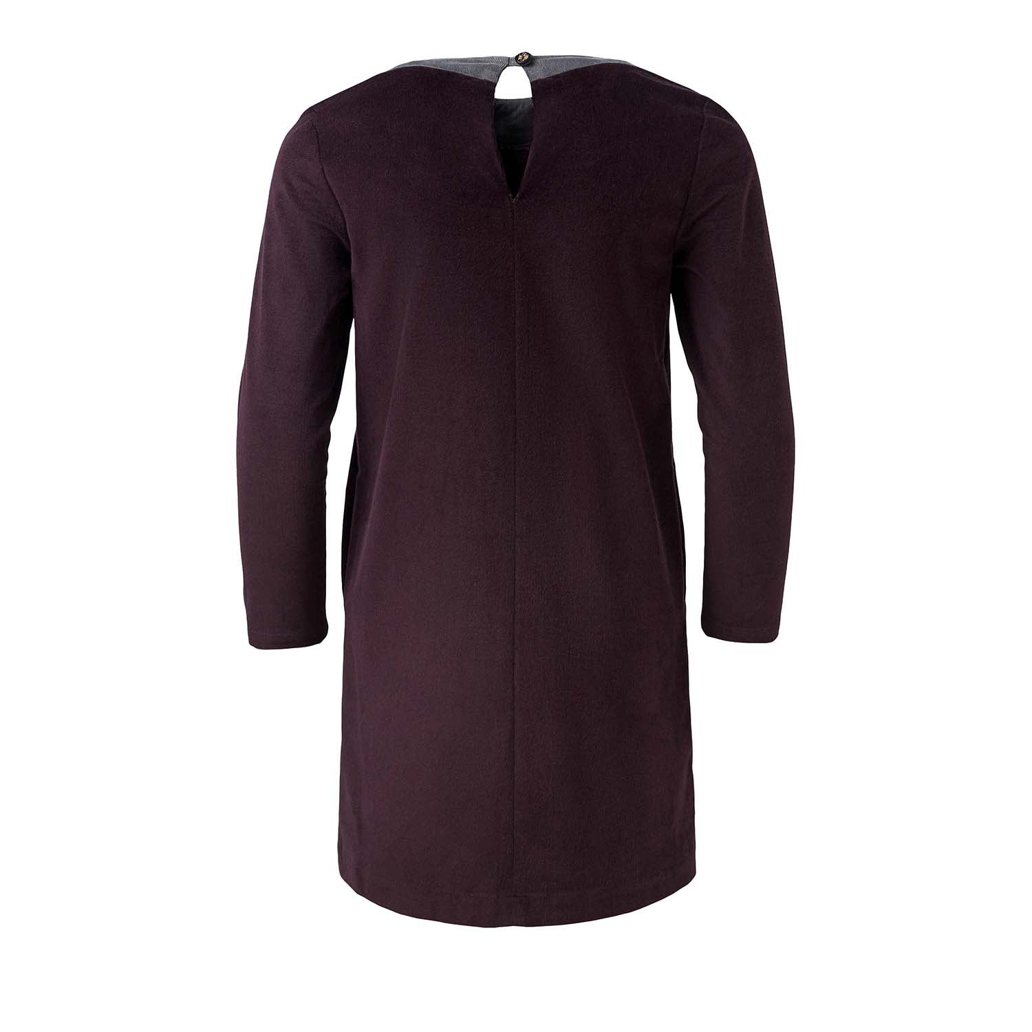 Purple Dress with Draping – view 2 – Infantium Victoria