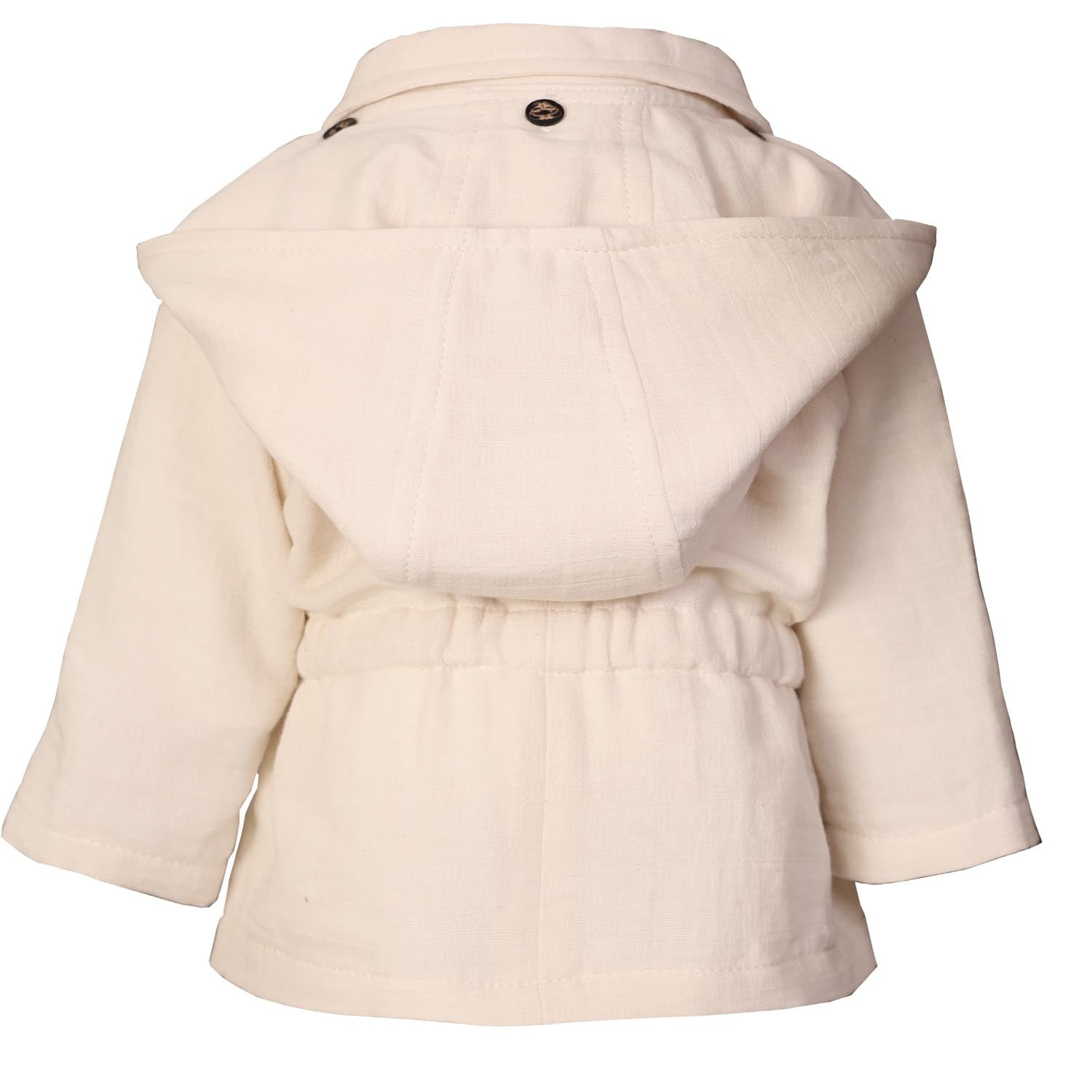 White Baby Jacket with Hood – view 3 – Infantium Victoria