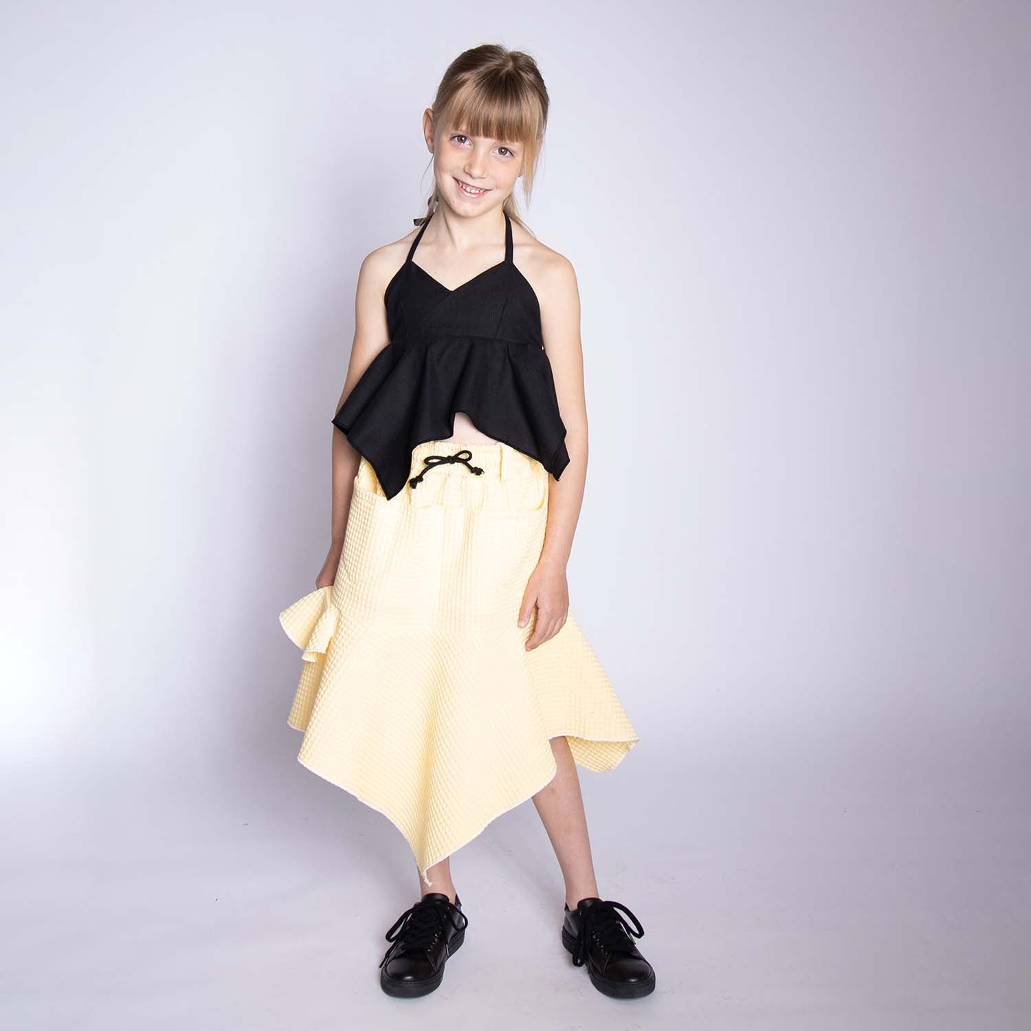 Yellow Waffle Girls Midi Skirt – view 2 – Infantium Victoria