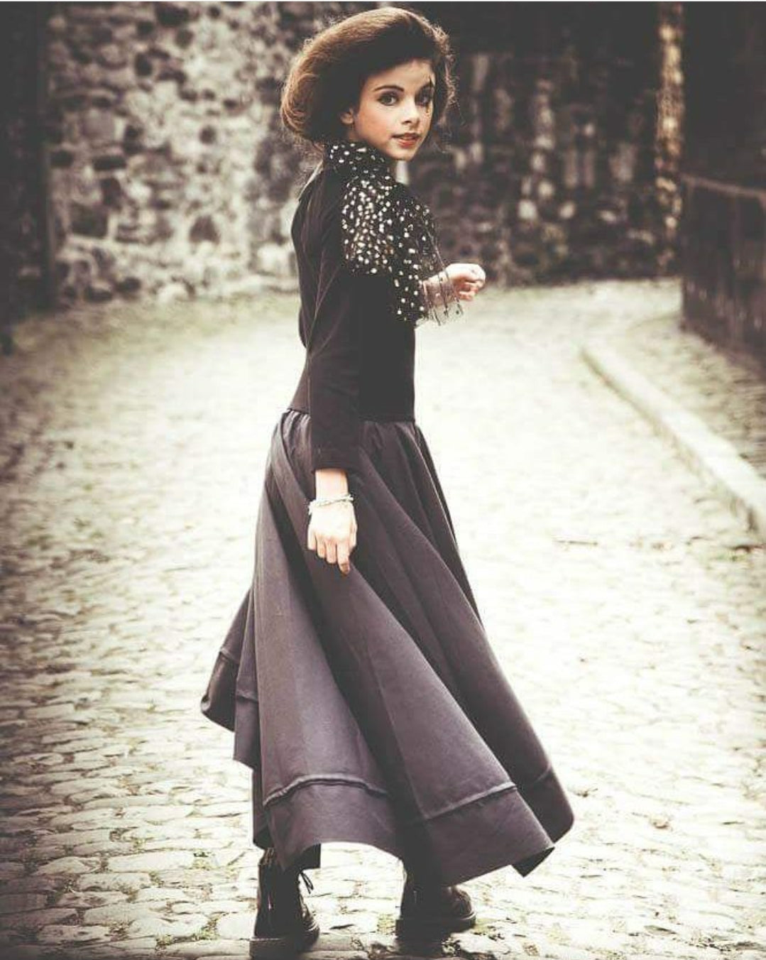 Black Dress with Trail – view 3 – Infantium Victoria